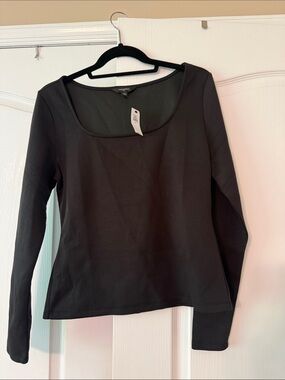 Banana Republic Black Long Sleeve Scoop Neck Top